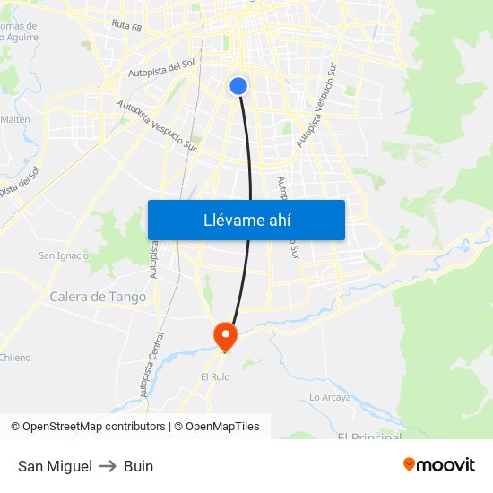 San Miguel to Buin map