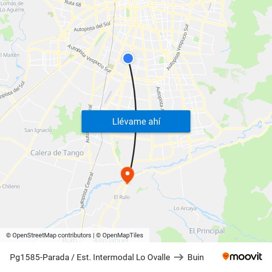 Pg1585-Parada / Est. Intermodal Lo Ovalle to Buin map