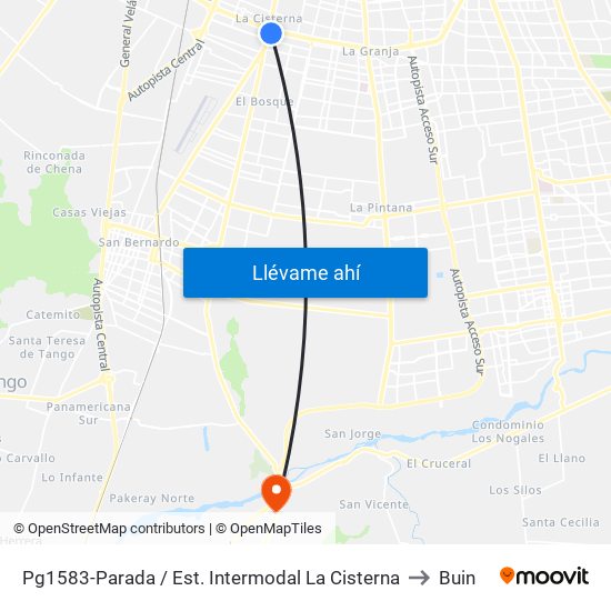 Pg1583-Parada / Est. Intermodal La Cisterna to Buin map