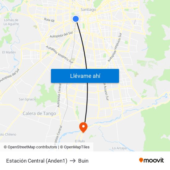 Estación Central (Anden1) to Buin map