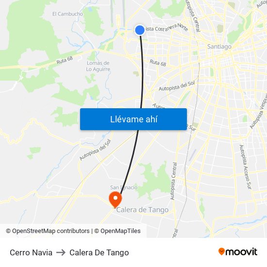 Cerro Navia to Calera De Tango map