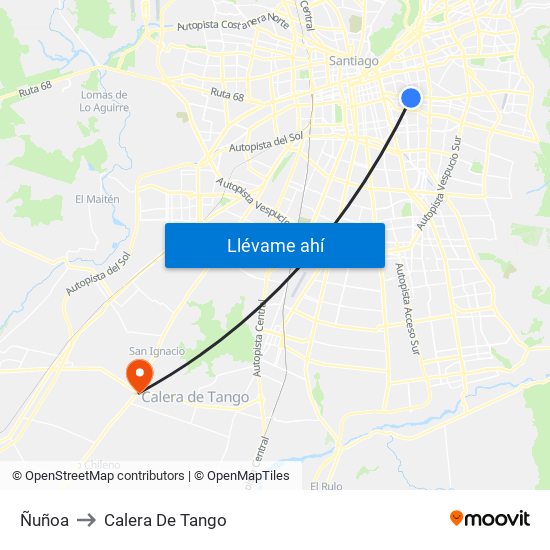 Ñuñoa to Calera De Tango map