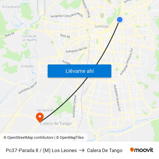 Pc37-Parada 8 / (M) Los Leones to Calera De Tango map