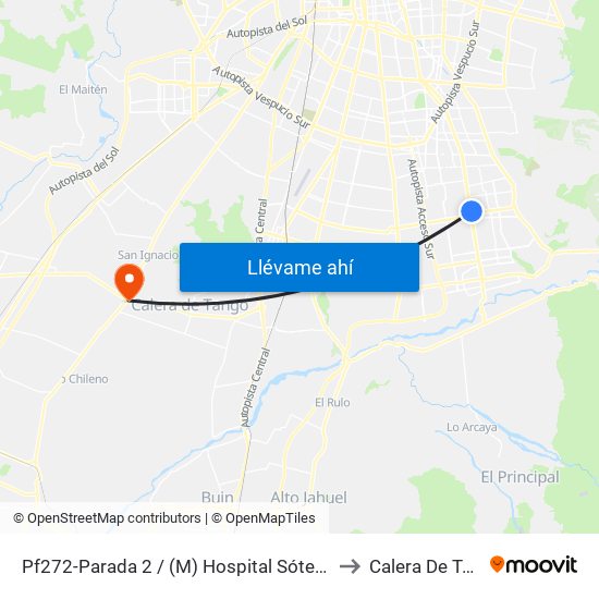 Pf272-Parada 2 / (M) Hospital Sótero Del Río to Calera De Tango map