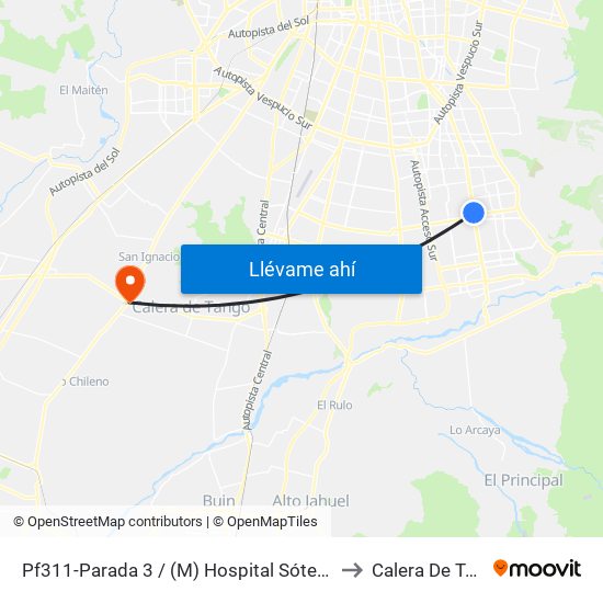 Pf311-Parada 3 / (M) Hospital Sótero Del Río to Calera De Tango map