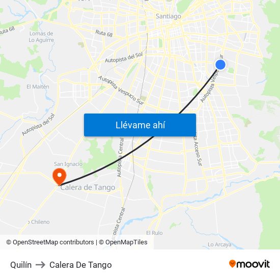 Quilín to Calera De Tango map