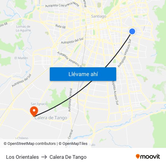 Los Orientales to Calera De Tango map