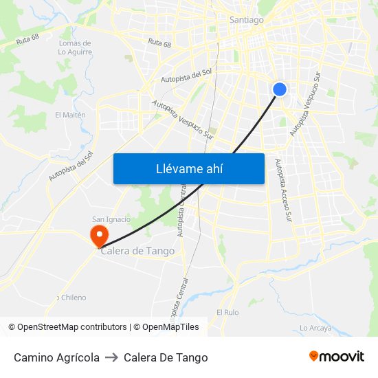 Camino Agrícola to Calera De Tango map