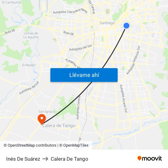 Inés De Suárez to Calera De Tango map