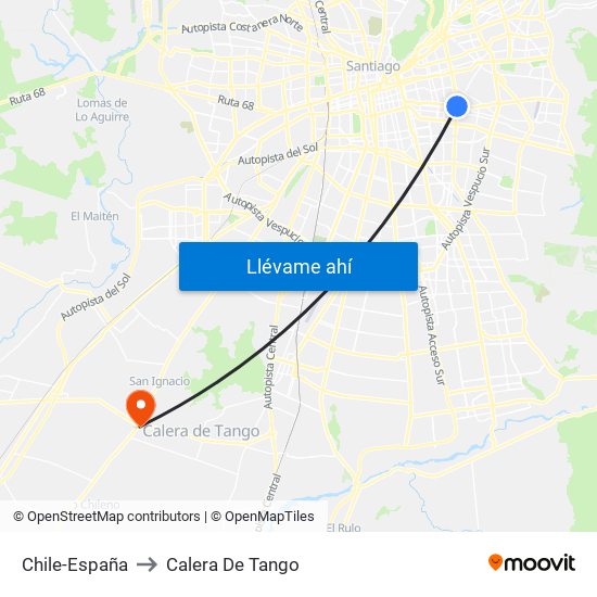 Chile-España to Calera De Tango map