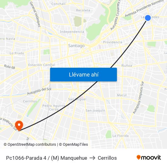 Pc1066-Parada 4 / (M) Manquehue to Cerrillos map