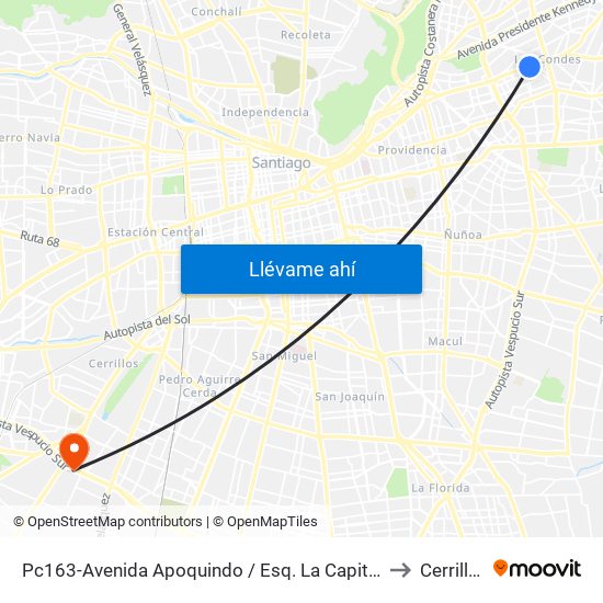 Pc163-Avenida Apoquindo / Esq. La Capitanía to Cerrillos map