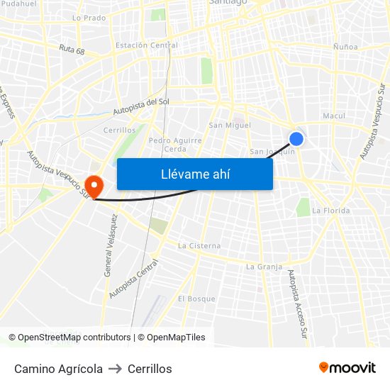 Camino Agrícola to Cerrillos map