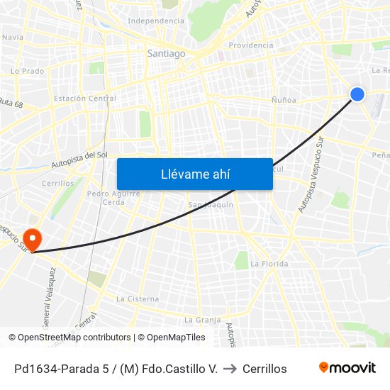 Pd1634-Parada 5 / (M) Fdo.Castillo V. to Cerrillos map