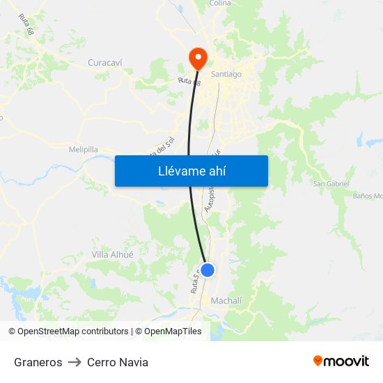 Graneros to Cerro Navia map