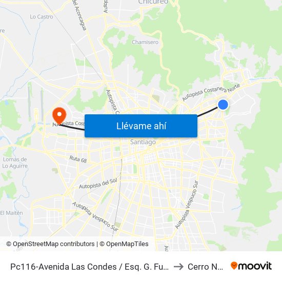 Pc116-Avenida Las Condes / Esq. G. Fuenzalida to Cerro Navia map