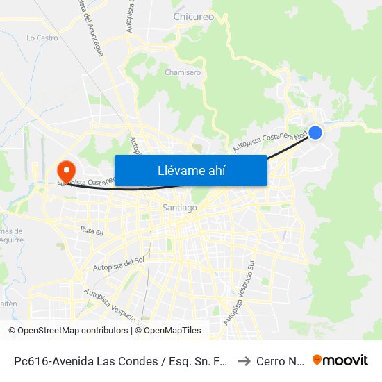 Pc616-Avenida Las Condes / Esq. Sn. Fco. De Asís to Cerro Navia map