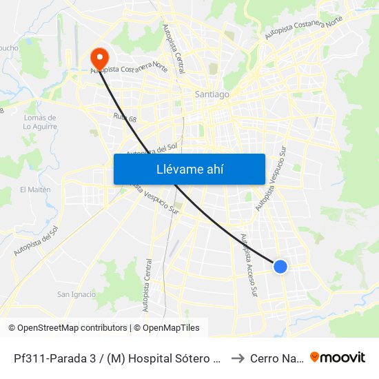 Pf311-Parada 3 / (M) Hospital Sótero Del Río to Cerro Navia map