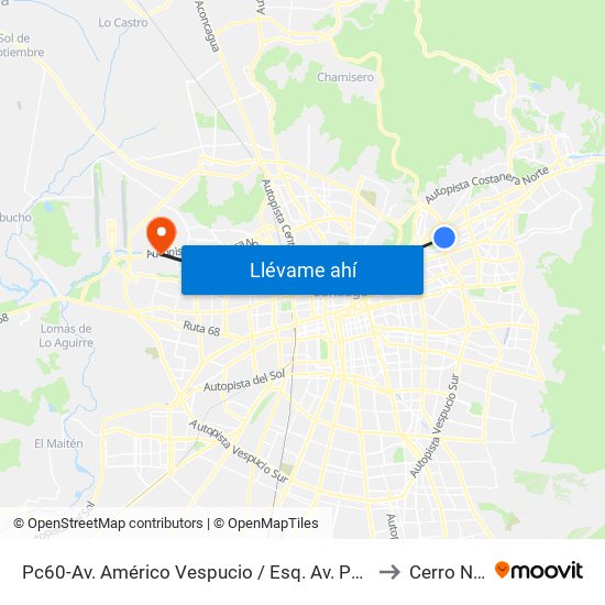 Pc60-Av. Américo Vespucio / Esq. Av. Pdte. Kennedy to Cerro Navia map