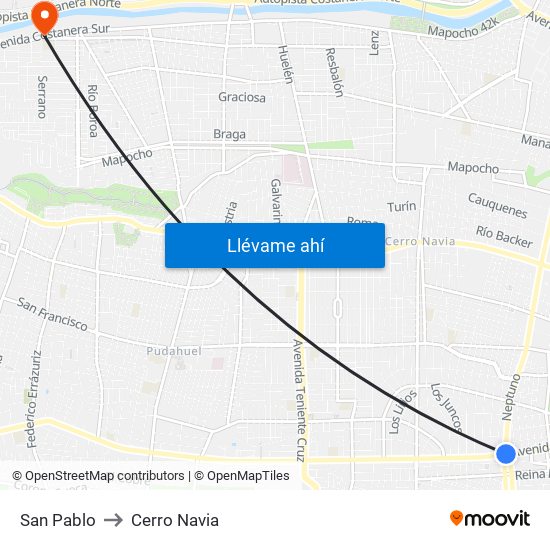 San Pablo to Cerro Navia map