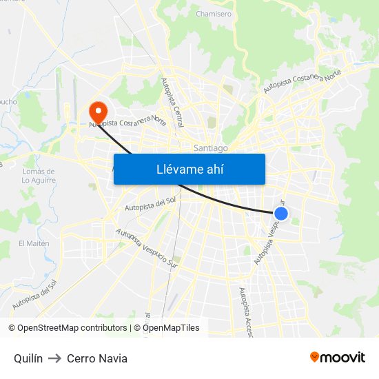 Quilín to Cerro Navia map
