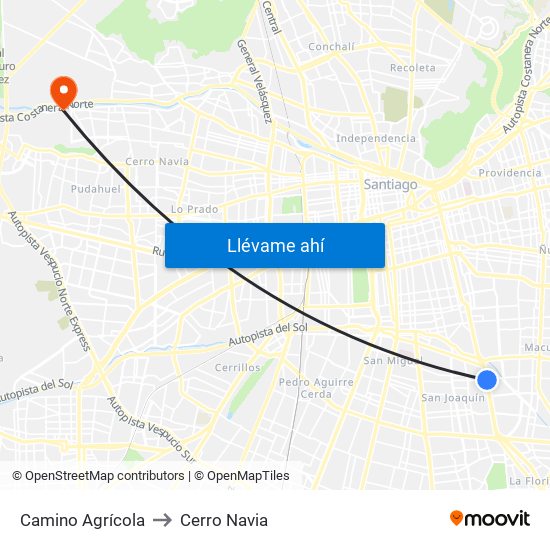 Camino Agrícola to Cerro Navia map