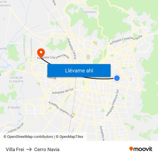 Villa Frei to Cerro Navia map