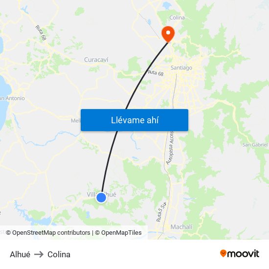 Alhué to Colina map