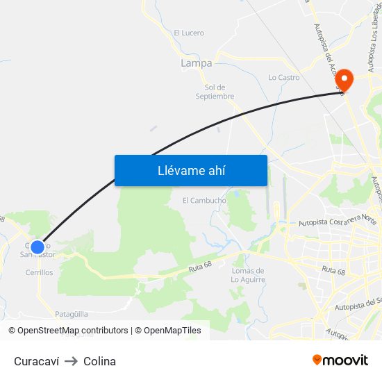Curacaví to Colina map