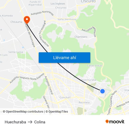 Huechuraba to Colina map