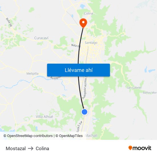 Mostazal to Colina map