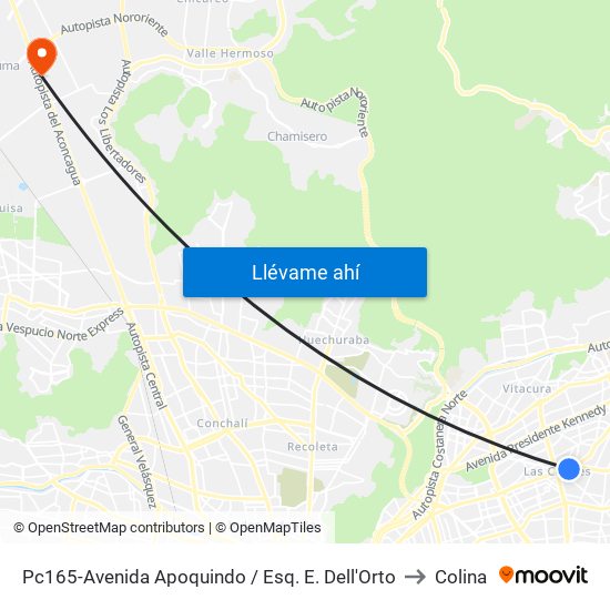 Pc165-Avenida Apoquindo / Esq. E. Dell'Orto to Colina map