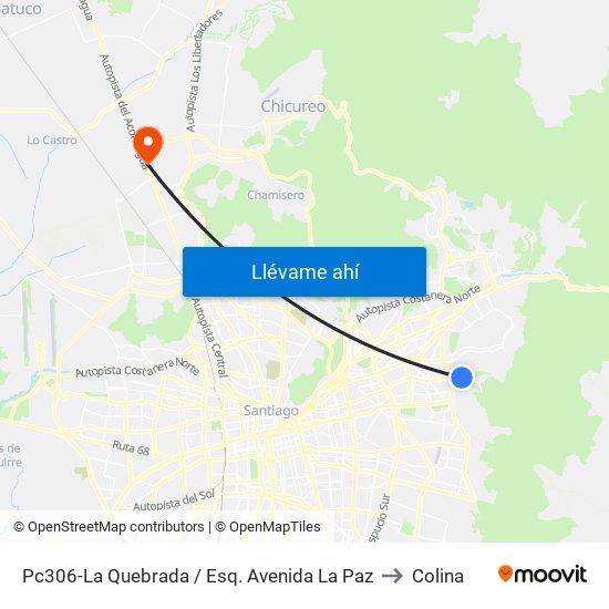 Pc306-La Quebrada / Esq. Avenida La Paz to Colina map