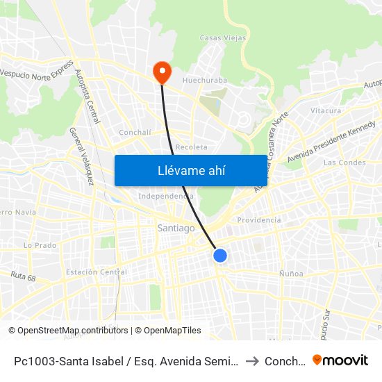 Pc1003-Santa Isabel / Esq. Avenida Seminario to Conchalí map