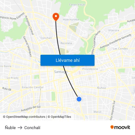 Ñuble to Conchalí map