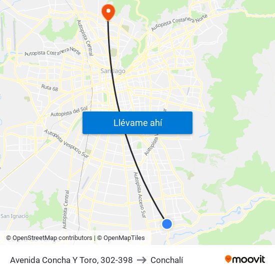 Avenida Concha Y Toro, 302-398 to Conchalí map