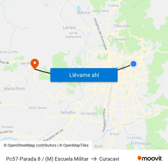 Pc57-Parada 8 / (M) Escuela Militar to Curacaví map