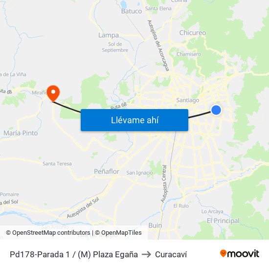 Pd178-Parada 1 / (M) Plaza Egaña to Curacaví map