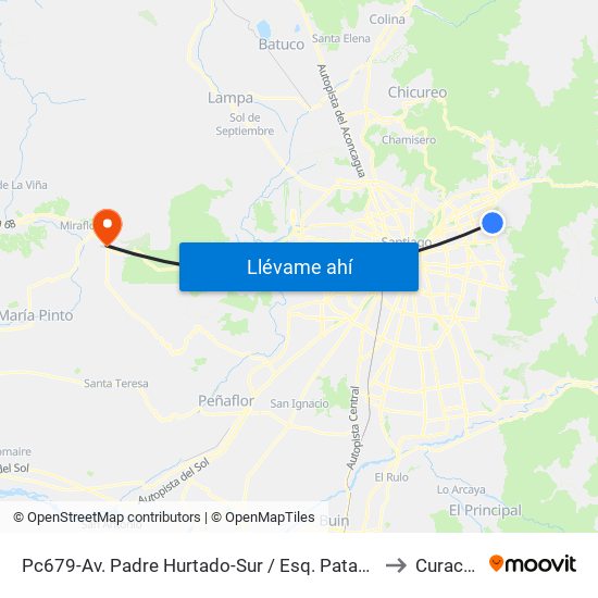 Pc679-Av. Padre Hurtado-Sur / Esq. Patagonia to Curacaví map