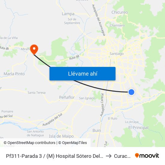 Pf311-Parada 3 / (M) Hospital Sótero Del Río to Curacaví map