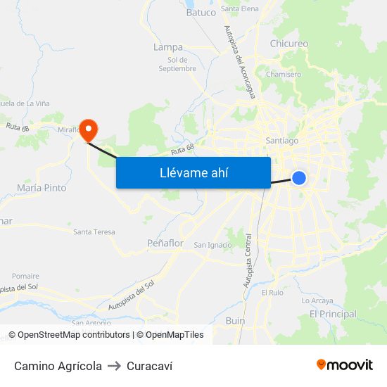 Camino Agrícola to Curacaví map