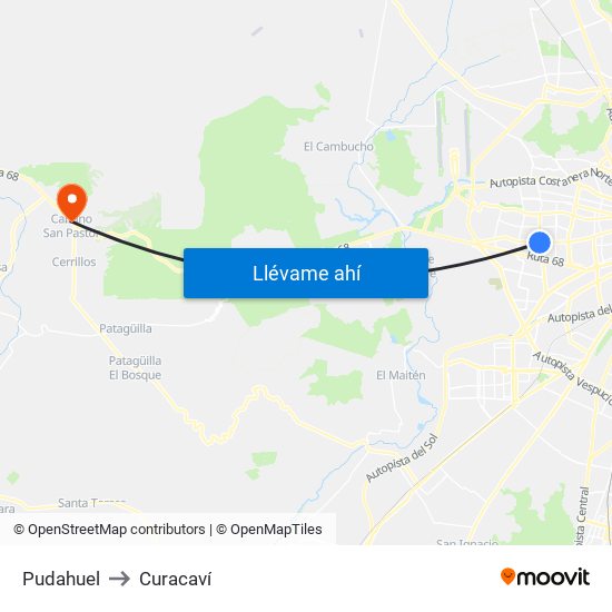 Pudahuel to Curacaví map