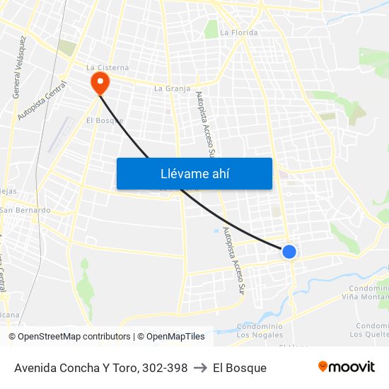 Avenida Concha Y Toro, 302-398 to El Bosque map