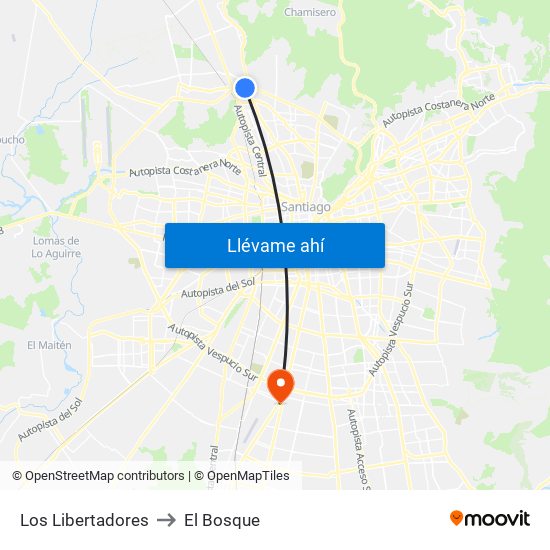 Los Libertadores to El Bosque map