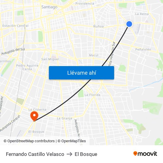 Fernando Castillo Velasco to El Bosque map