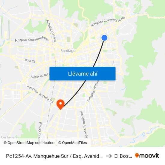 Pc1254-Av. Manquehue Sur / Esq. Avenida Apoquindo to El Bosque map