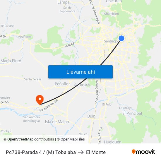 Pc738-Parada 4 / (M) Tobalaba to El Monte map