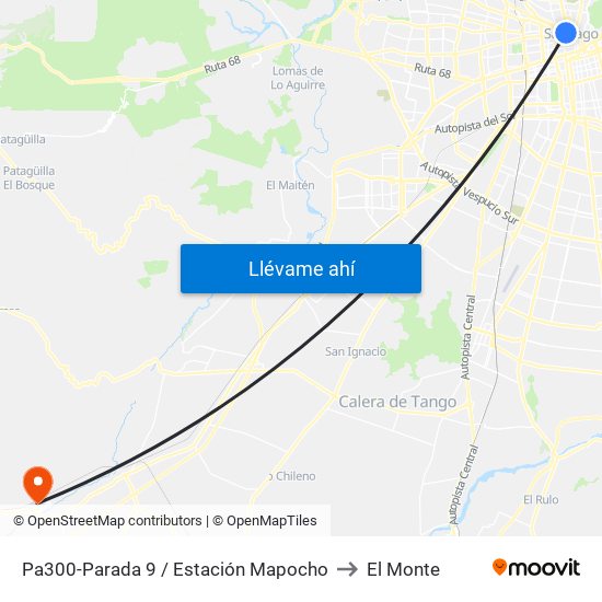 Pa300-Parada 9 / Estación Mapocho to El Monte map
