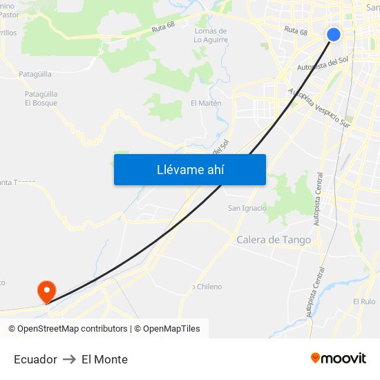 Ecuador to El Monte map