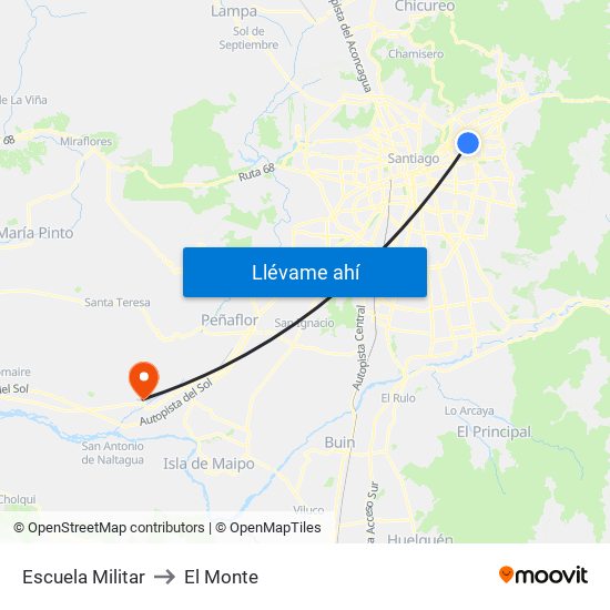Escuela Militar to El Monte map